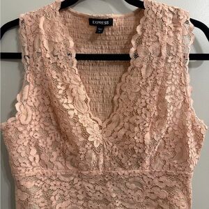 Express Blush Lace V-Neck Top